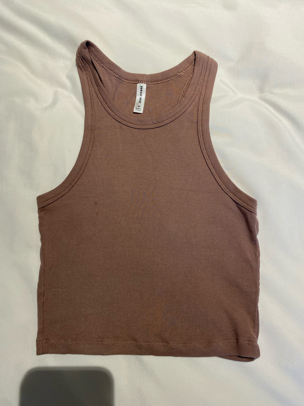 Sunday Best Ribbed Bandeau Tank - Mauve Brown